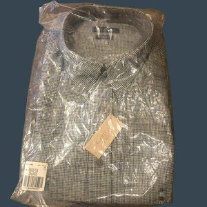 Van Heusen Mens Premium Flannel Black Houndstooth Sz 2XL Long Sleeve NWT